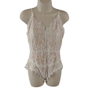 Boohoo eyelash lace white bodysuit